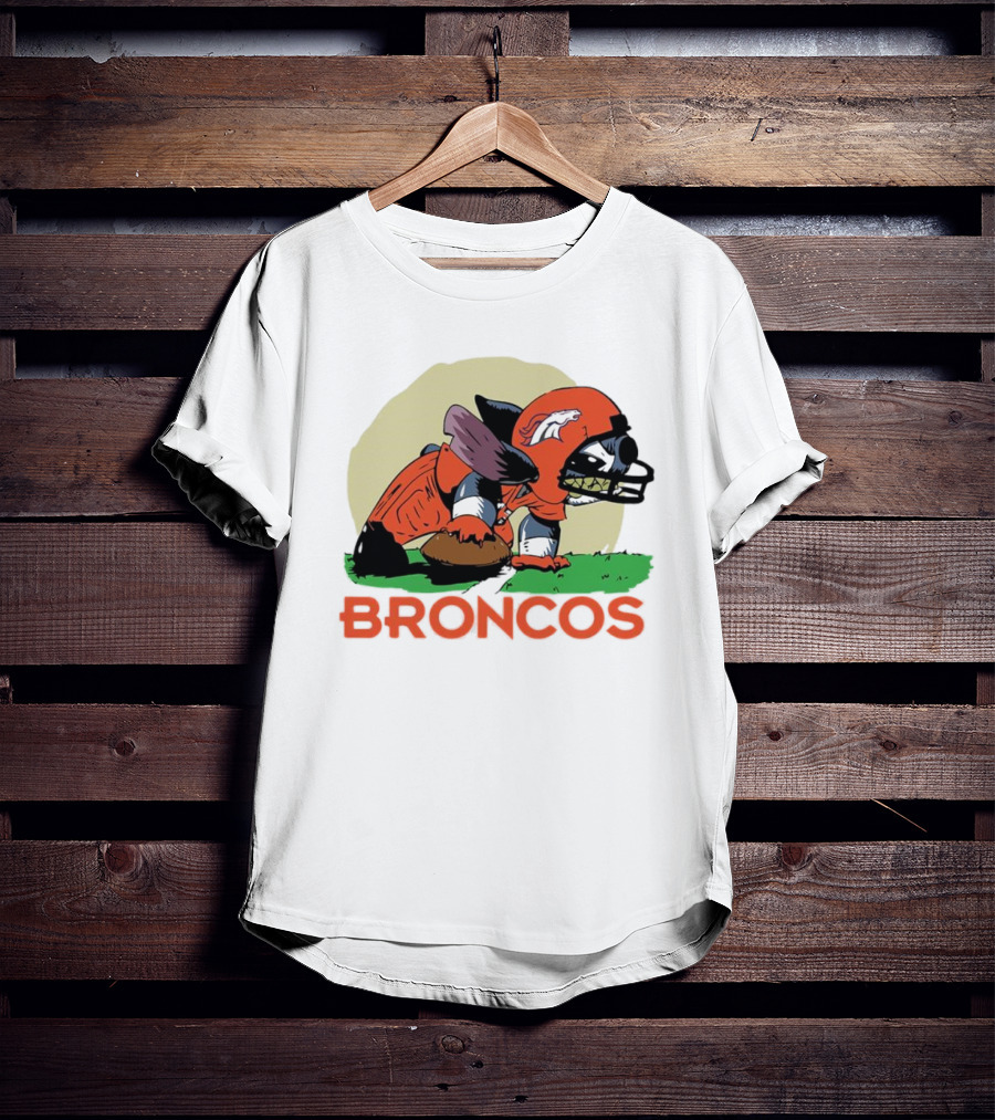 Angry Stitch NFL Football Broncos Helmet Rugged Player T-Shirt