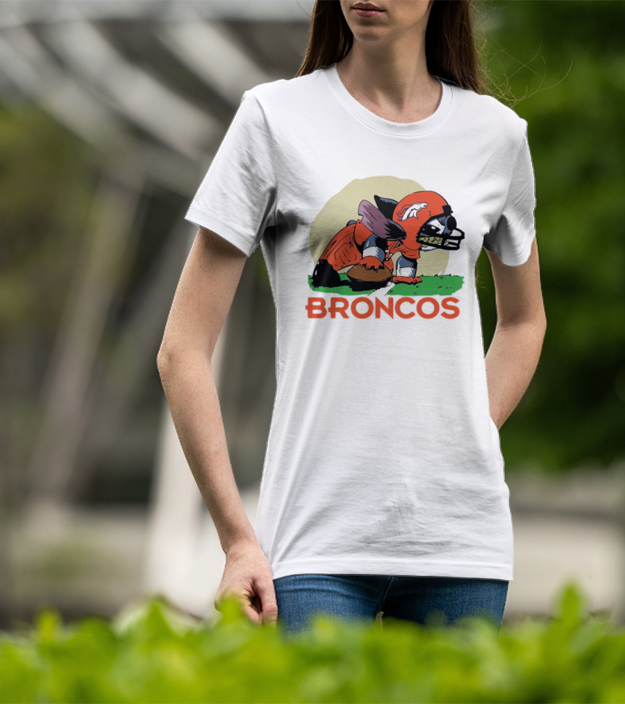 Angry Stitch NFL Football Broncos Helmet Rugged Player T-Shirt