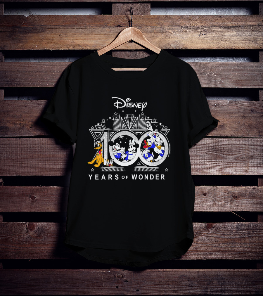 Disney 100 Years Of Wonder Mickey Minnie Donald Pluto T-Shirt