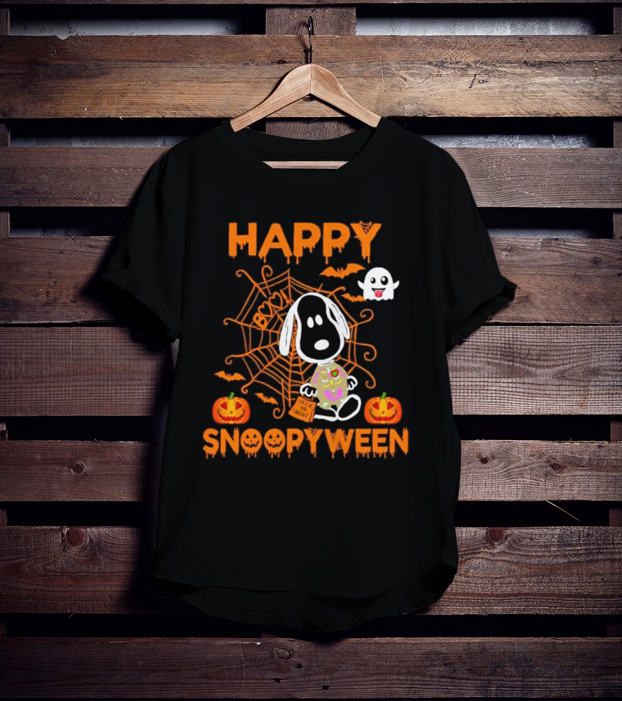Happy Snoopyween Trick Or Treat Spooky Ghosts Pumpkins And Spider Webs T-Shirt