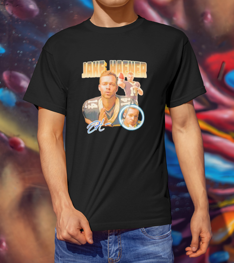 Jake Haener 14 Football Iconic Pose H- Signature T-Shirt