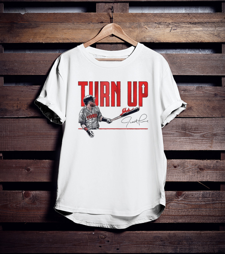 Justin Turner Baseball Turn Up Fire Bat Signature T-Shirt