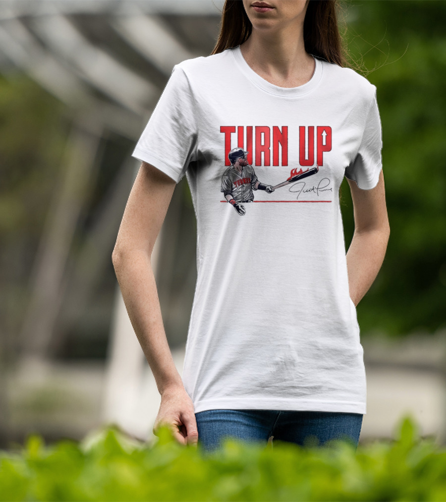 Justin Turner Baseball Turn Up Fire Bat Signature T-Shirt