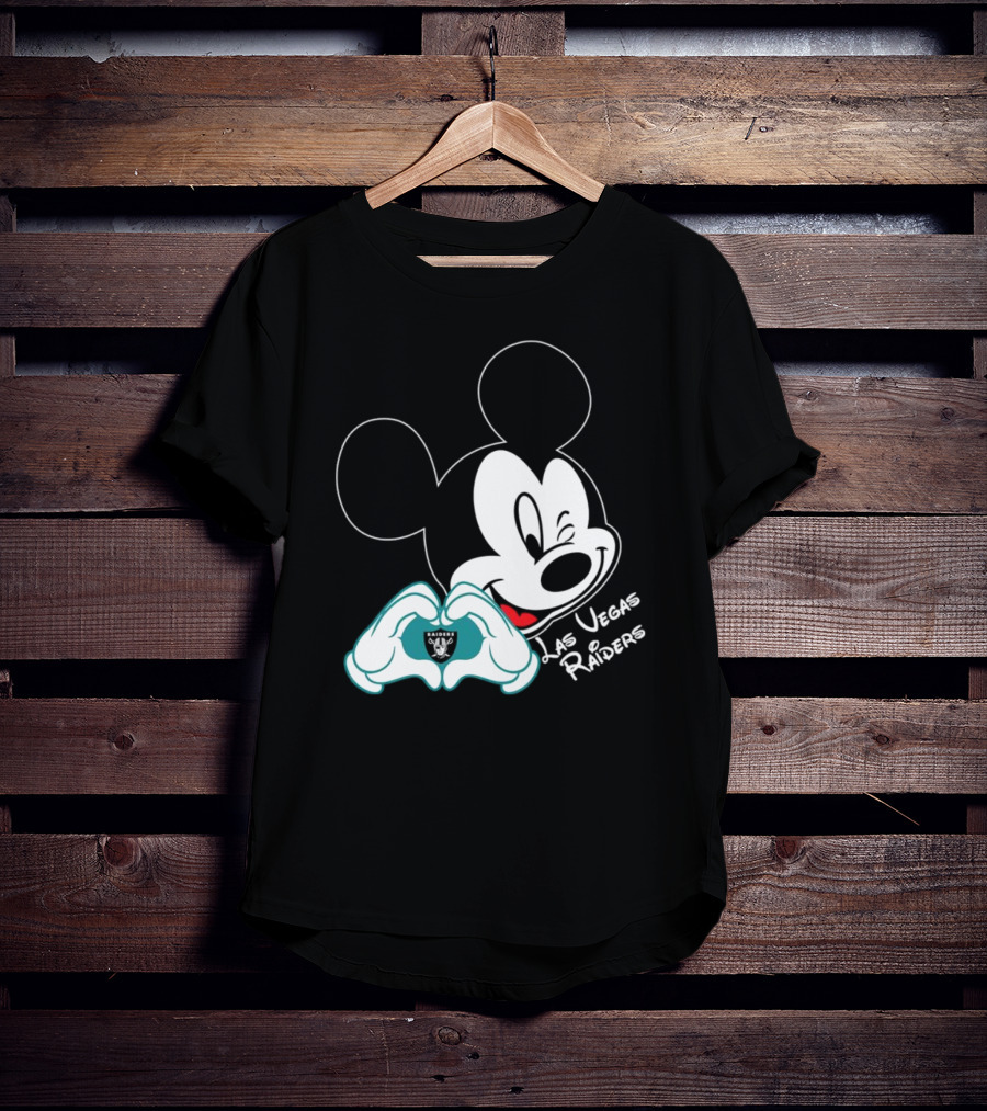 Mickey Mouse Heart Las Vegas Raiders NFL Team T-Shirt