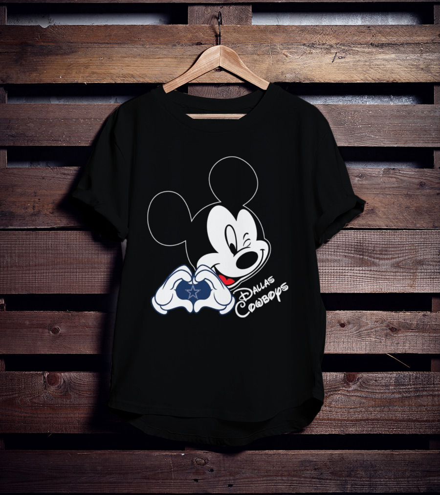 Dallas Cowboys Mickey Mouse Heart Star Fandom T-Shirt