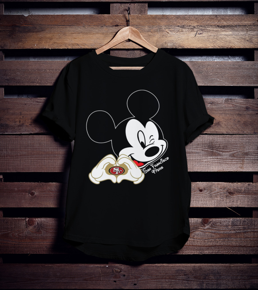 Mickey Mouse Heart Hands With San Francisco 49ers T-Shirt