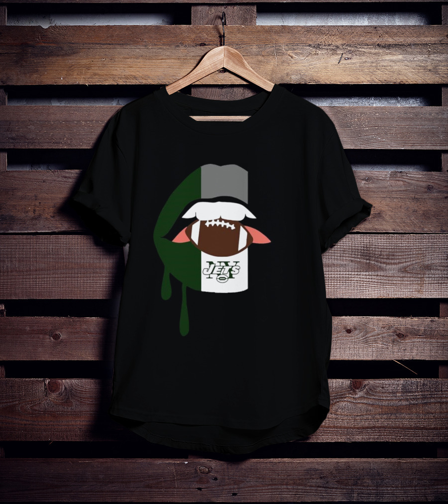 Jets Lips Football Drip New York T-Shirt