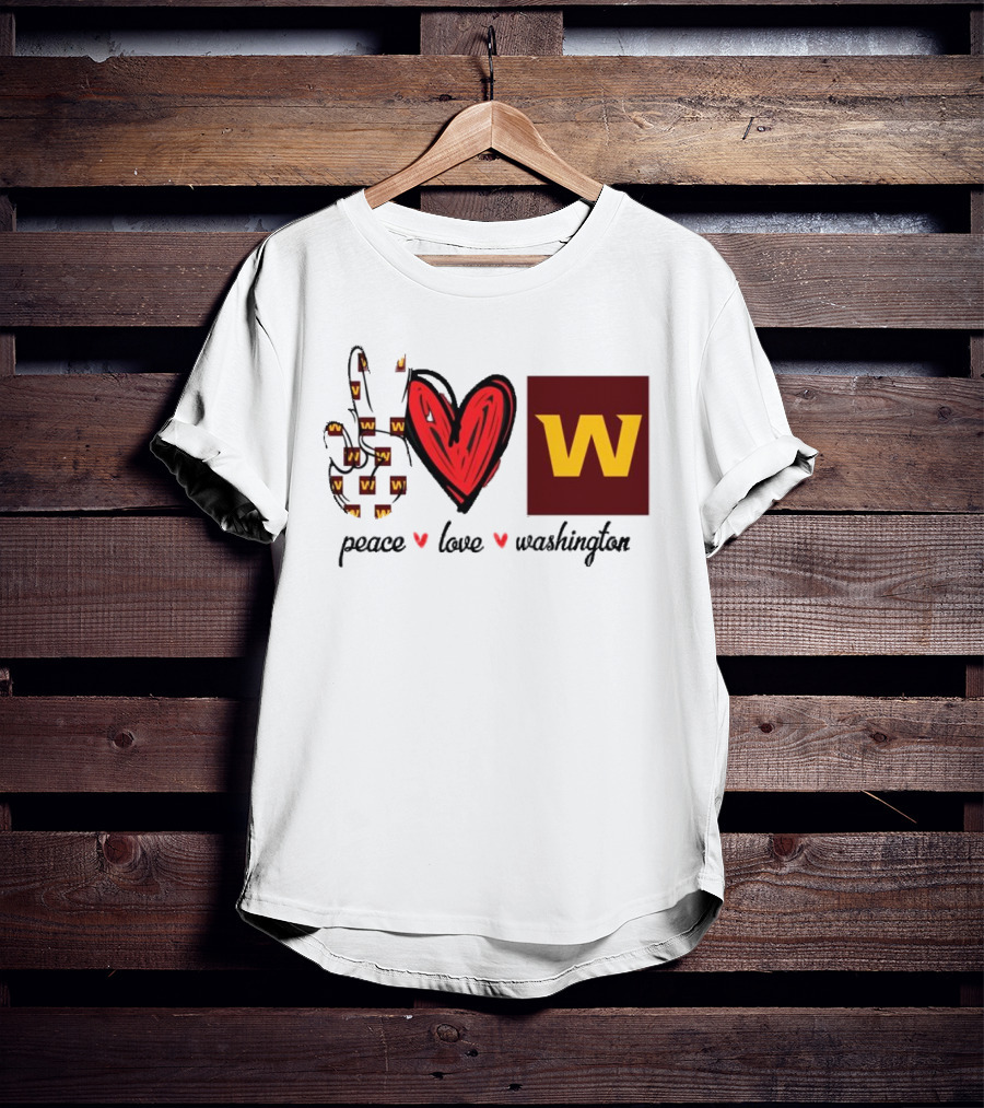Peace Love Washington Commanders W Logo Football Team T-Shirt