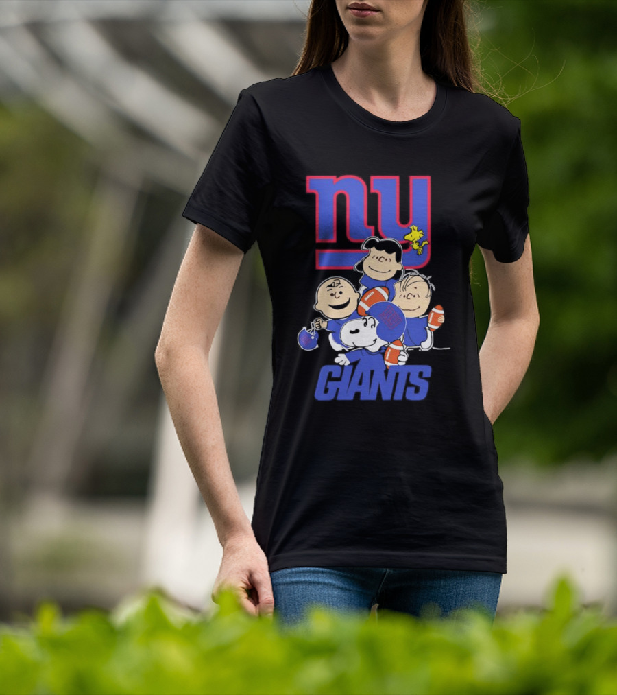 NY Giants Peanuts Characters Football T-Shirt