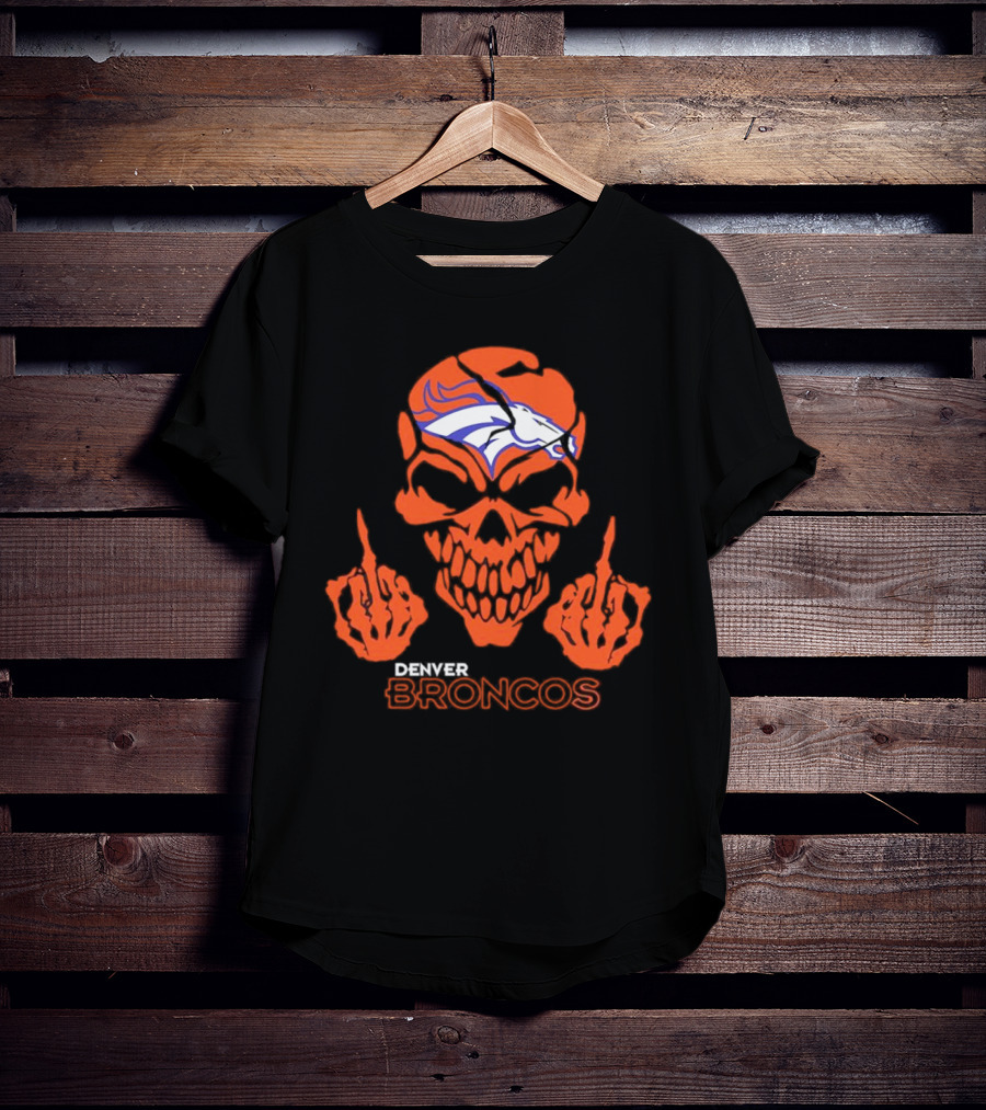 Denver Broncos Skull Middle Finger Iconic T-Shirt