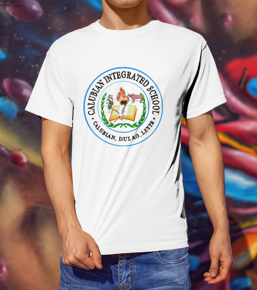 Calubian Integrated School Calubian Dulag Leyte Emblem With Book And Animals T-Shirt
