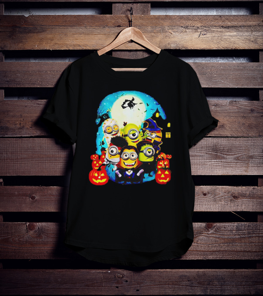 Minion Halloween Trick Or Treat With Spooky Theme And Pumpkins T-Shirt