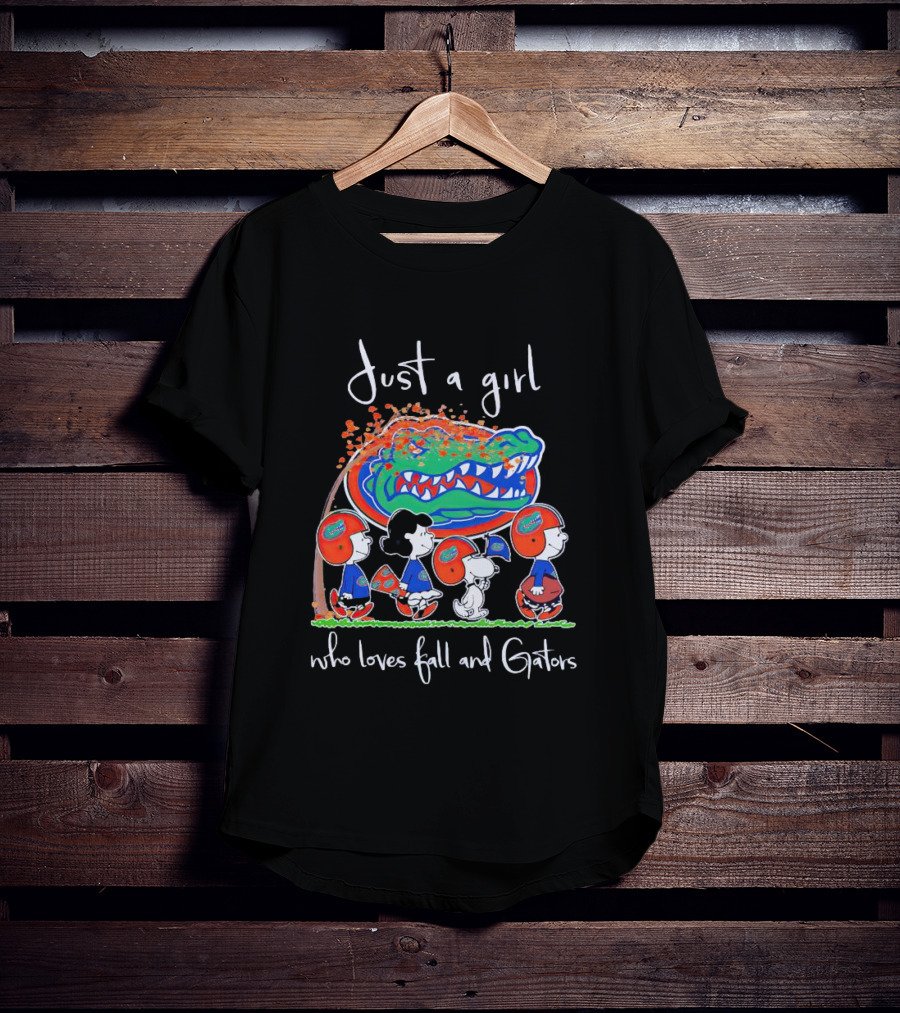 Just A Girl Who Loves Fall And Florida Gators Peanuts Characters T-Shirt