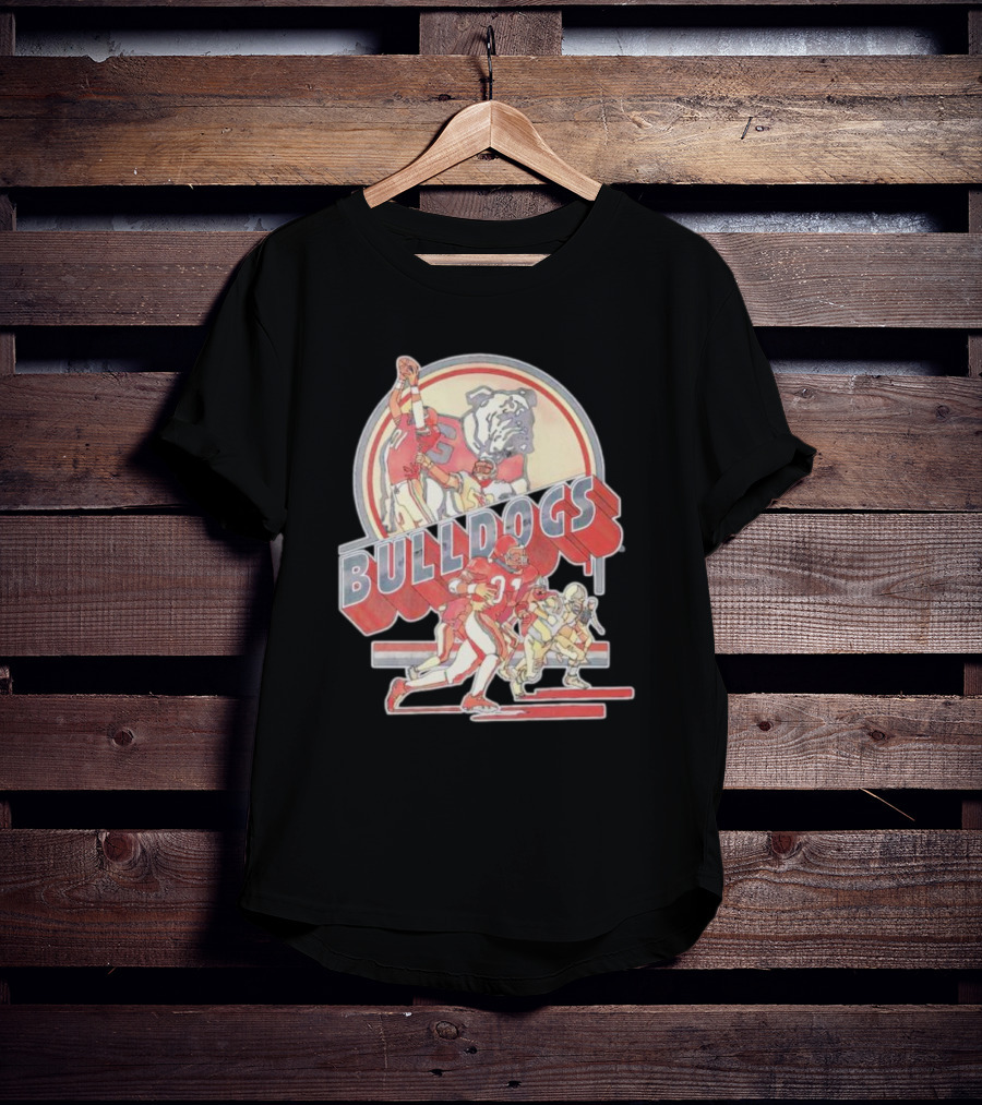 Bulldogs Vintage Football Game Action With Mascot T-Shirt