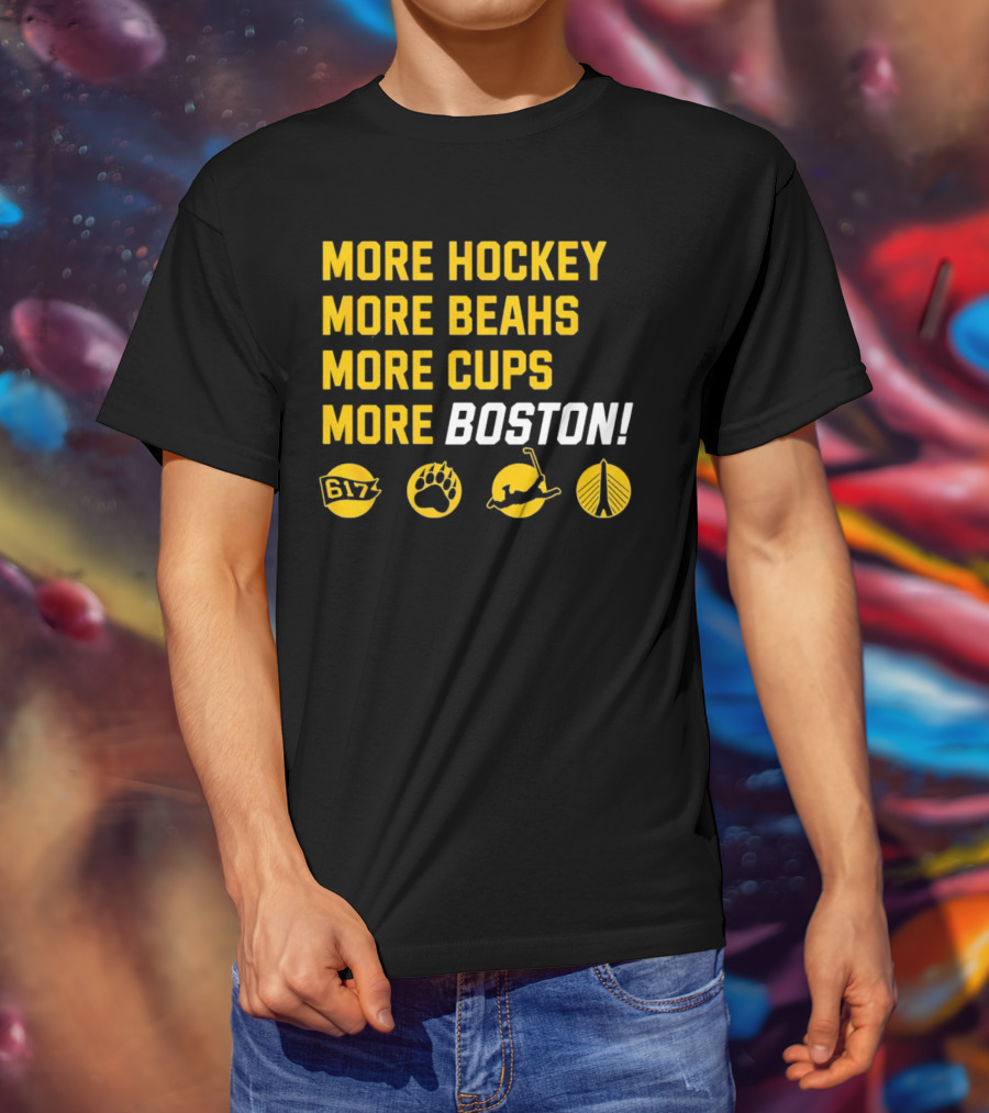 More Hockey More Beahs More Cups More Boston 617 Bear Claw Skater Bridge T-Shirt