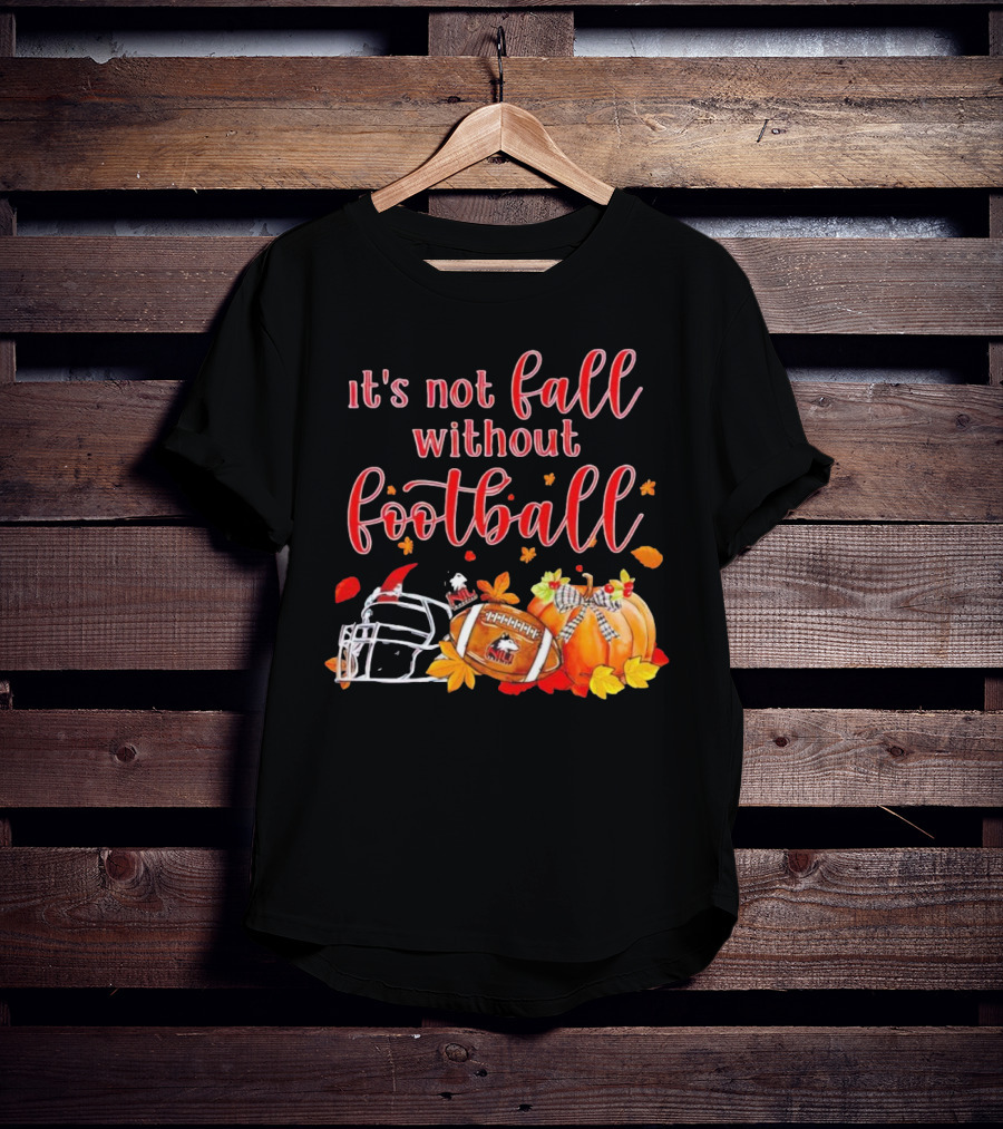 Northern Illinois Huskies It's Not Fall Without Football Helmet Pumpkin Leaves T-Shirt