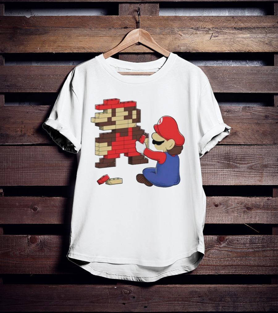 Super Mario Pixel Blocks Retro Builder T-Shirt