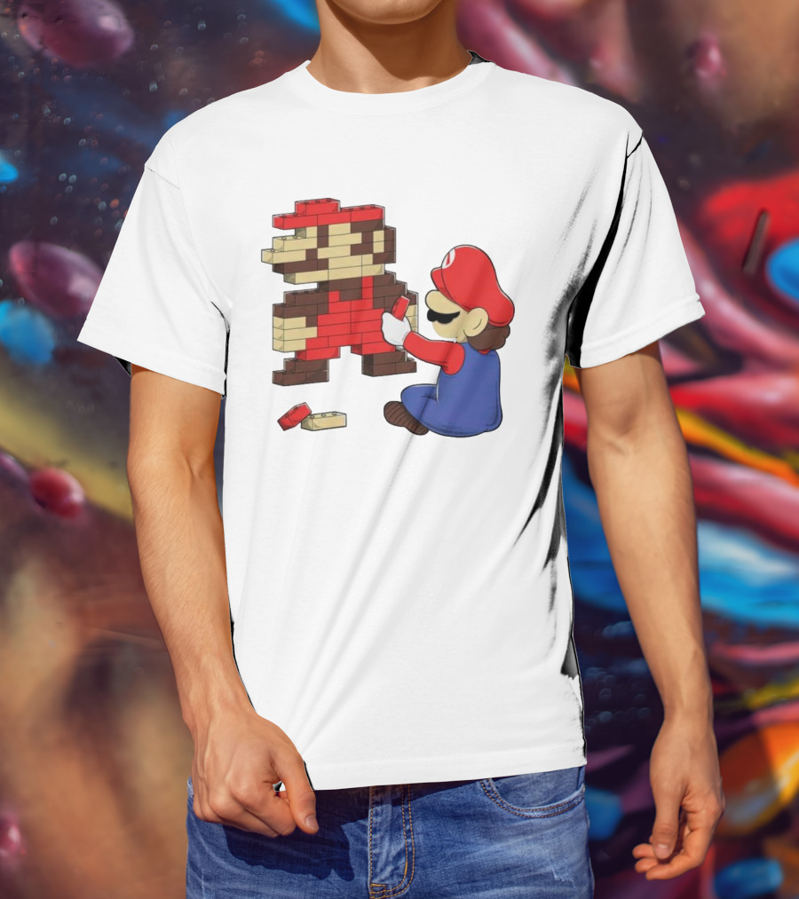 Super Mario Pixel Blocks Retro Builder T-Shirt