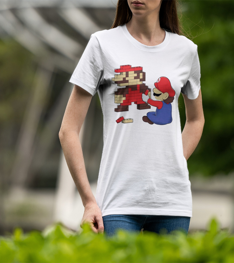 Super Mario Pixel Blocks Retro Builder T-Shirt