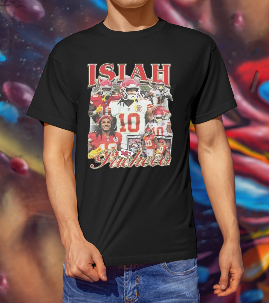 Isiah Pacheco 90s Kansas City Chiefs Football Collage T-Shirt