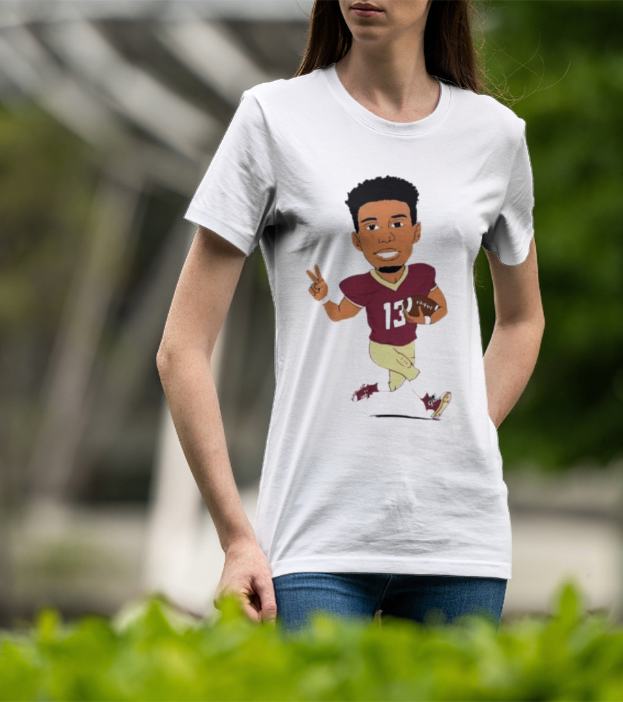Jordan Travis II Cartoon Football Character Number 13 T-Shirt