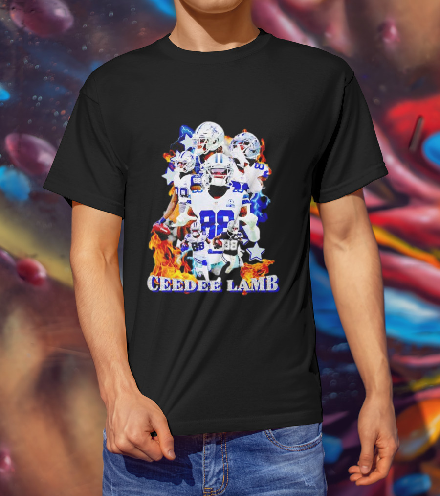CEEDDEE LAMB 88 Cowboys Fire Stars Collage T-Shirt