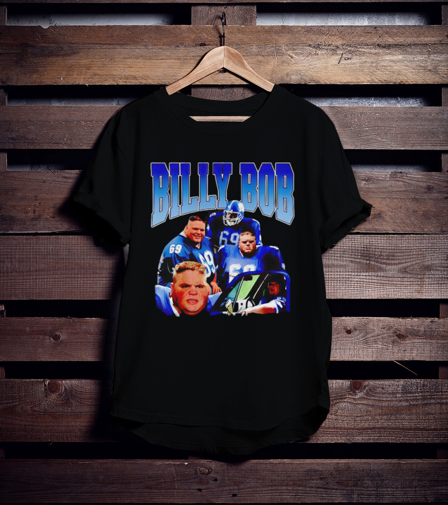 Billy Bob Blue Jerseys Number 69 Football Player Montage T-Shirt