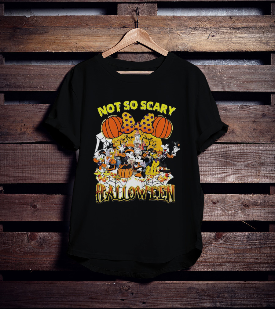 Not So Scary Halloween Disney Characters Pumpkins And Polka Dots T-Shirt