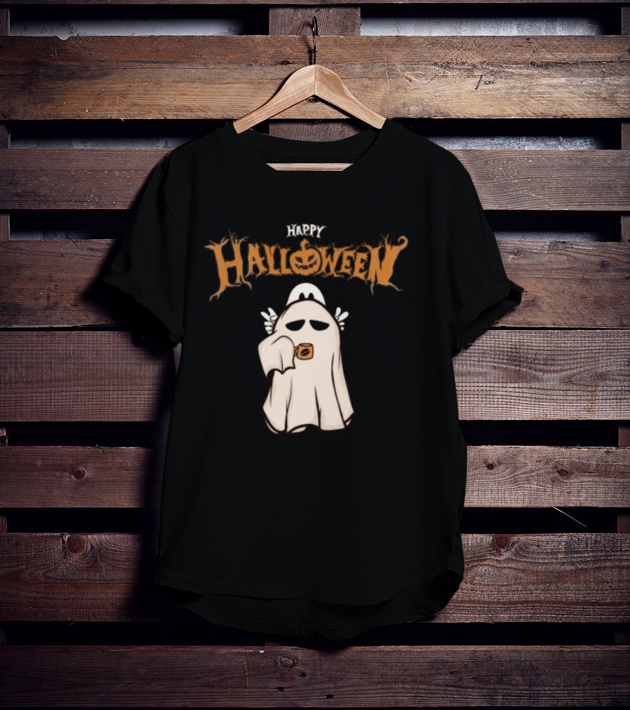 Happy Halloween Ghost Coffee Pumpkin T-Shirt