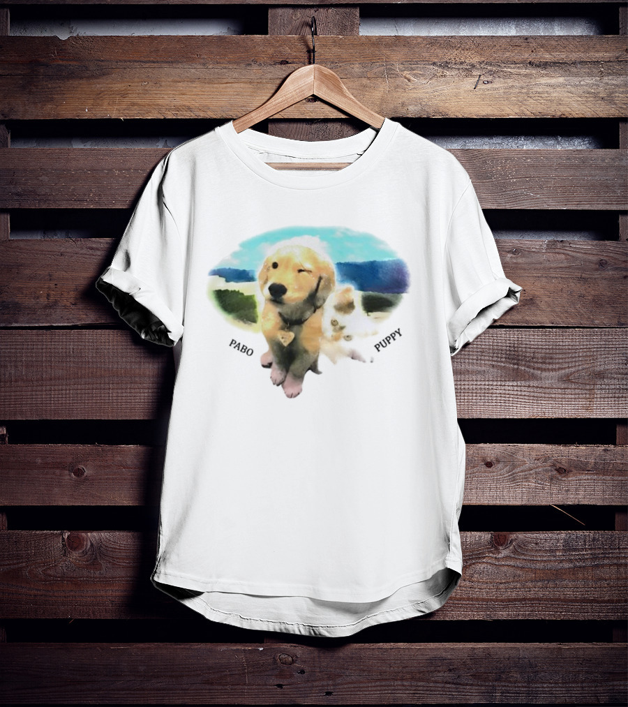 Pabo Puppy And Cat In Scenic Landscape T-Shirt