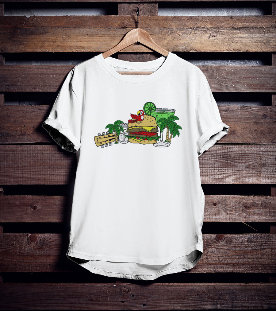 Cheeseburger Parrot Kentucky Palm Trees Margarita Guitar Elements T-Shirt