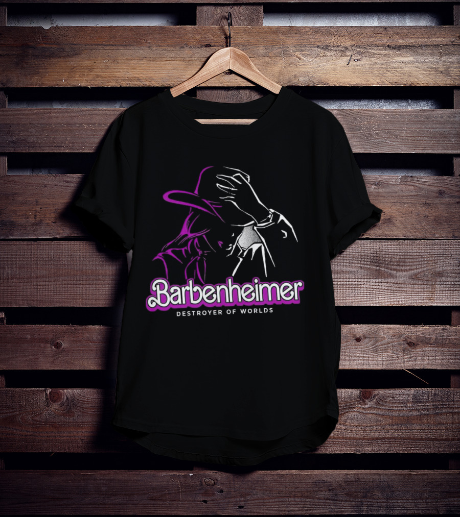 Barbenheimer Destroyer Of Worlds Shadowed Figure With Hat T-Shirt