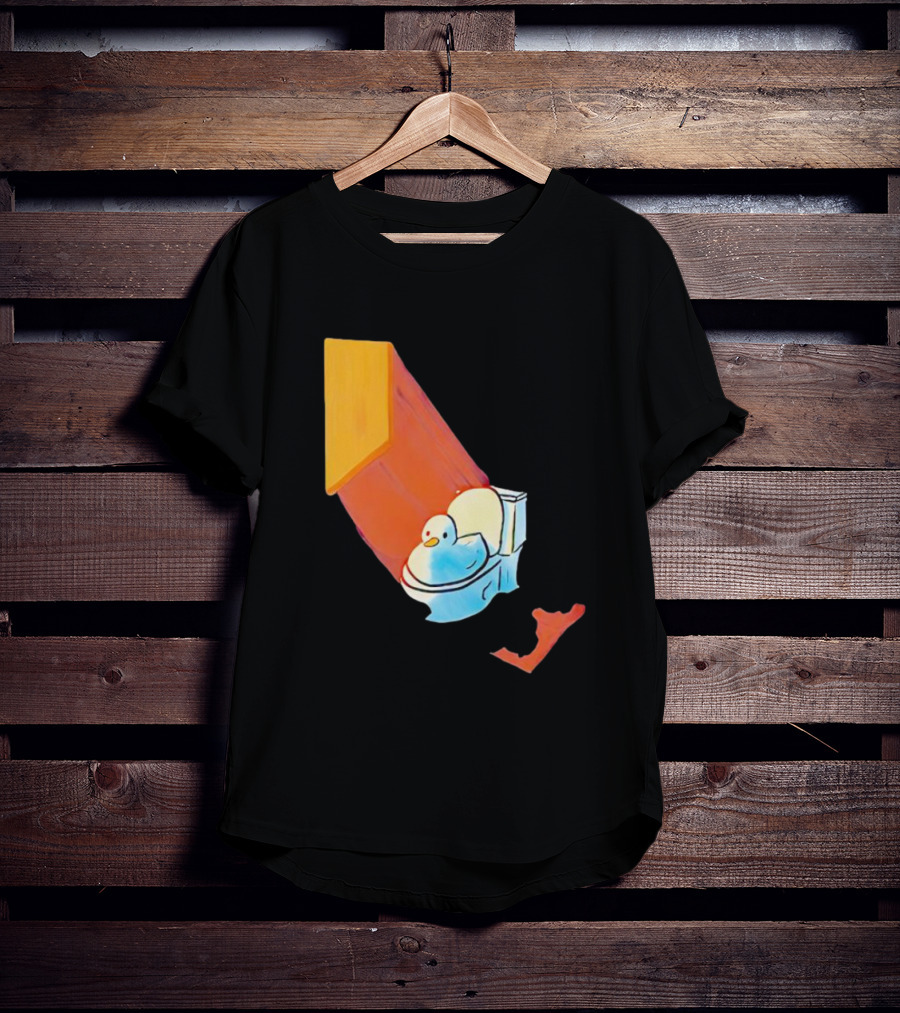 Duck Sitting In Bathroom Corner With Shadow Reflection T-Shirt