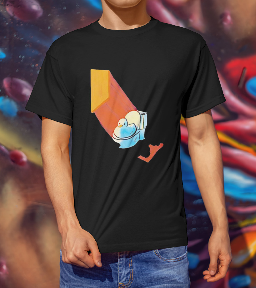 Duck Sitting In Bathroom Corner With Shadow Reflection T-Shirt