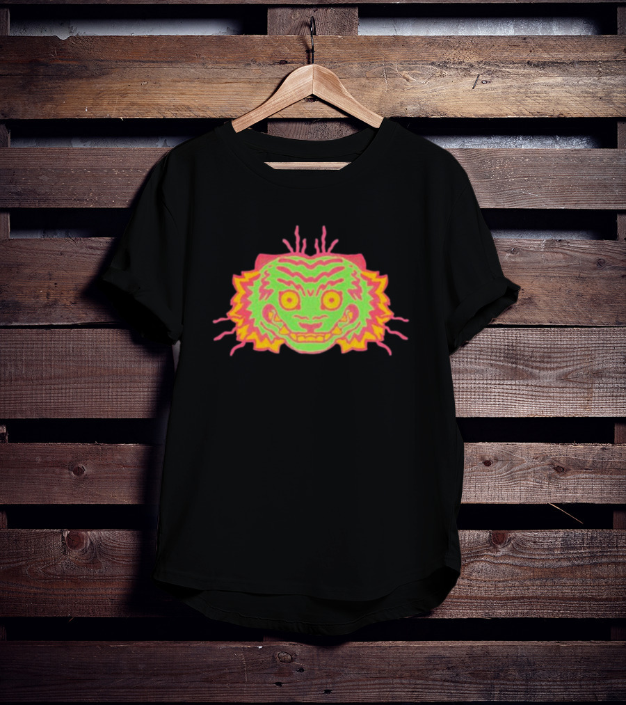 Office Papajoolia Tiger Pipi Film Face Neon Tiger Face T-Shirt