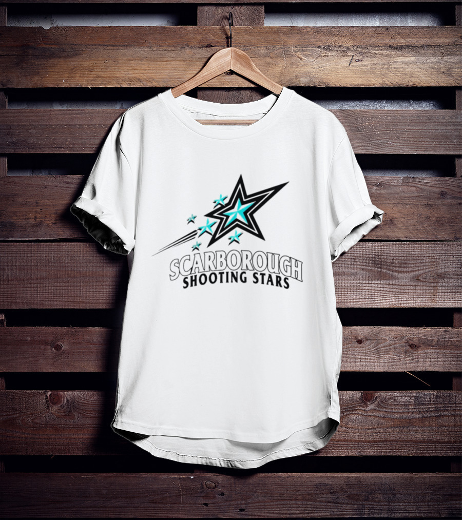 Scarborough Shooting Stars Logo With Teal And Black Starburst T-Shirt