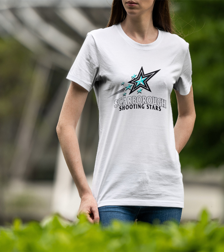 Scarborough Shooting Stars Logo With Teal And Black Starburst T-Shirt