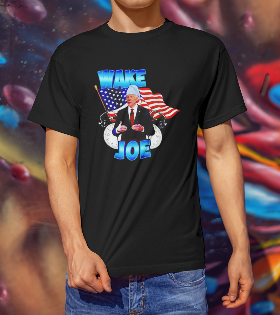 Wake Up Joe American Flag Clock Patriots T-Shirt