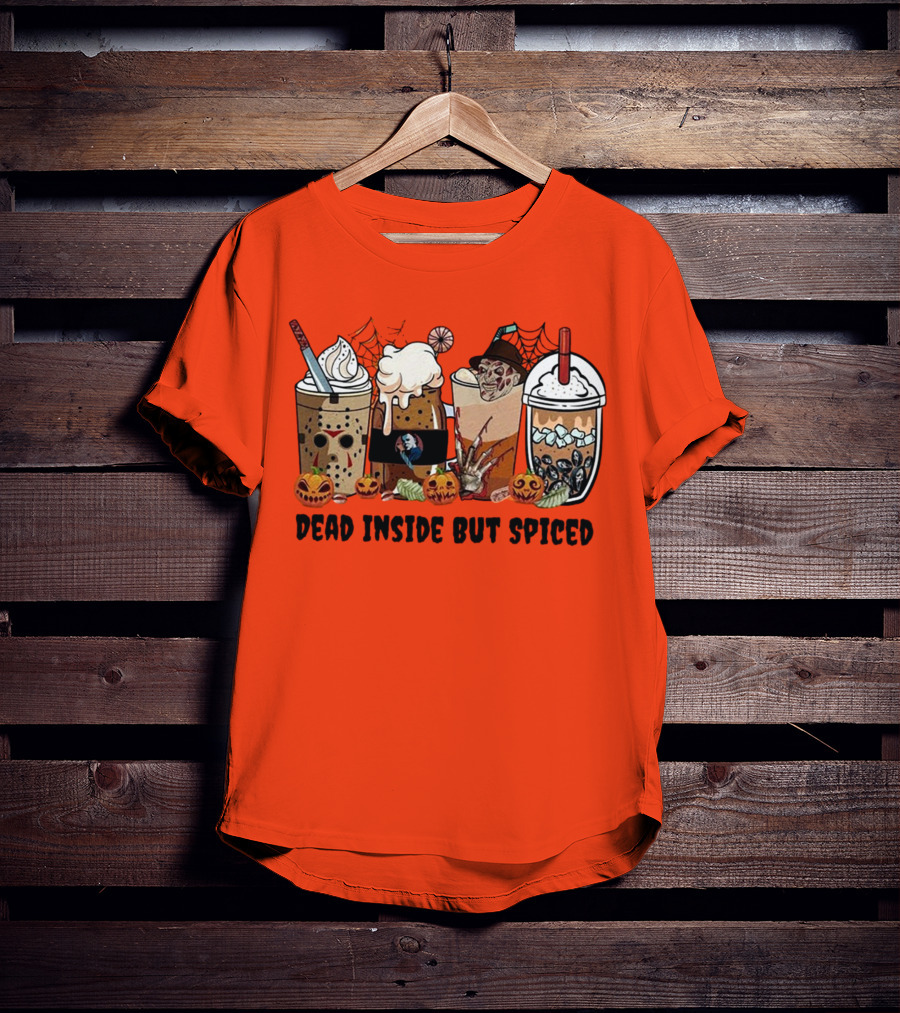 Dead Inside But Spiced Halloween Spooky Pumpkin Latte T-Shirt