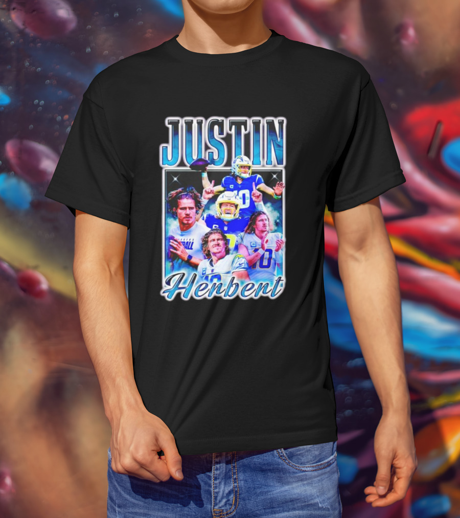 Justin Herbert Vintage Style 90S Sports 10 Helmet Football T-Shirt