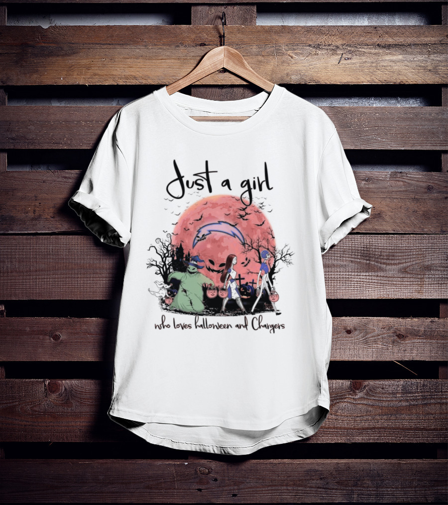 Just A Girl Who Loves Halloween And Chargers T-Shirt