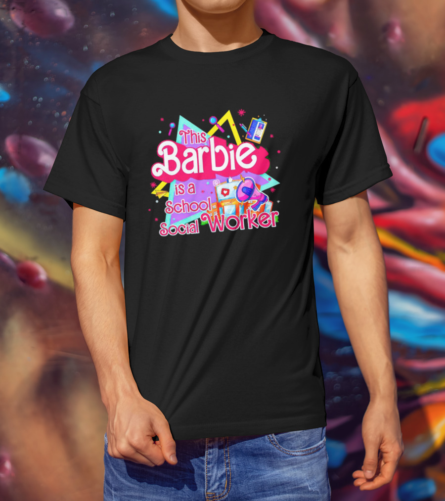 This Barbie Is A School Social Worker Retro 80s Educational T-Shirt