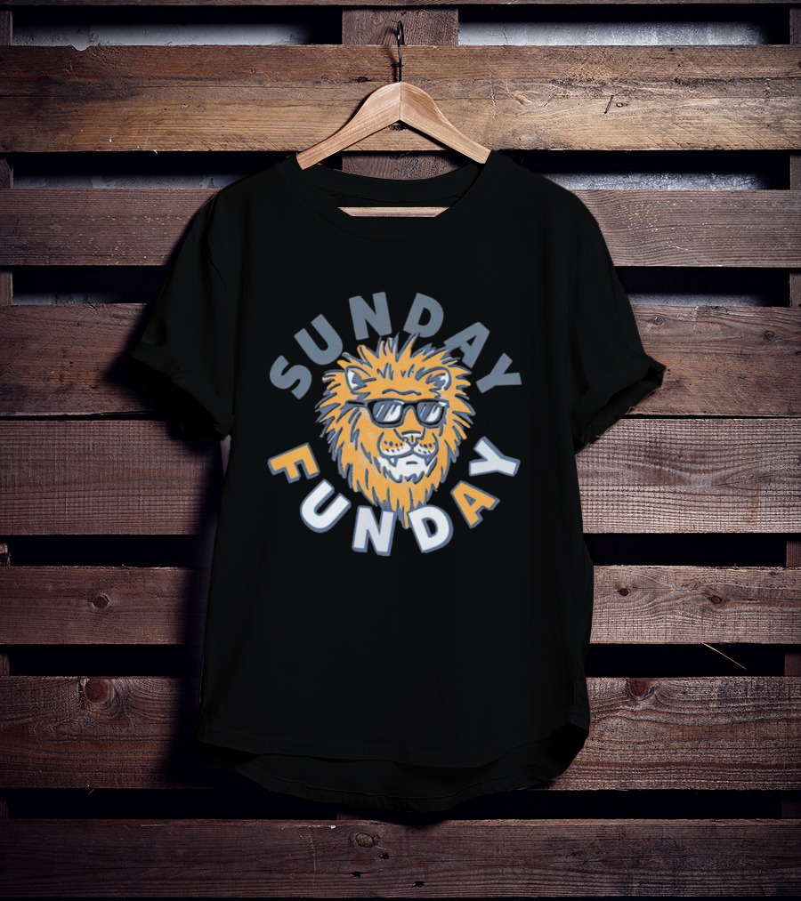 Sunday Funday Cool Sunglasses Lion Detroit Football T-Shirt