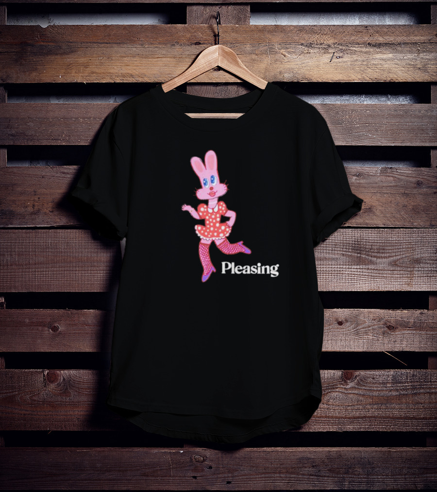 Pleasing Bunny In Red Polka Dot Dress With One Legged Pose T-Shirt