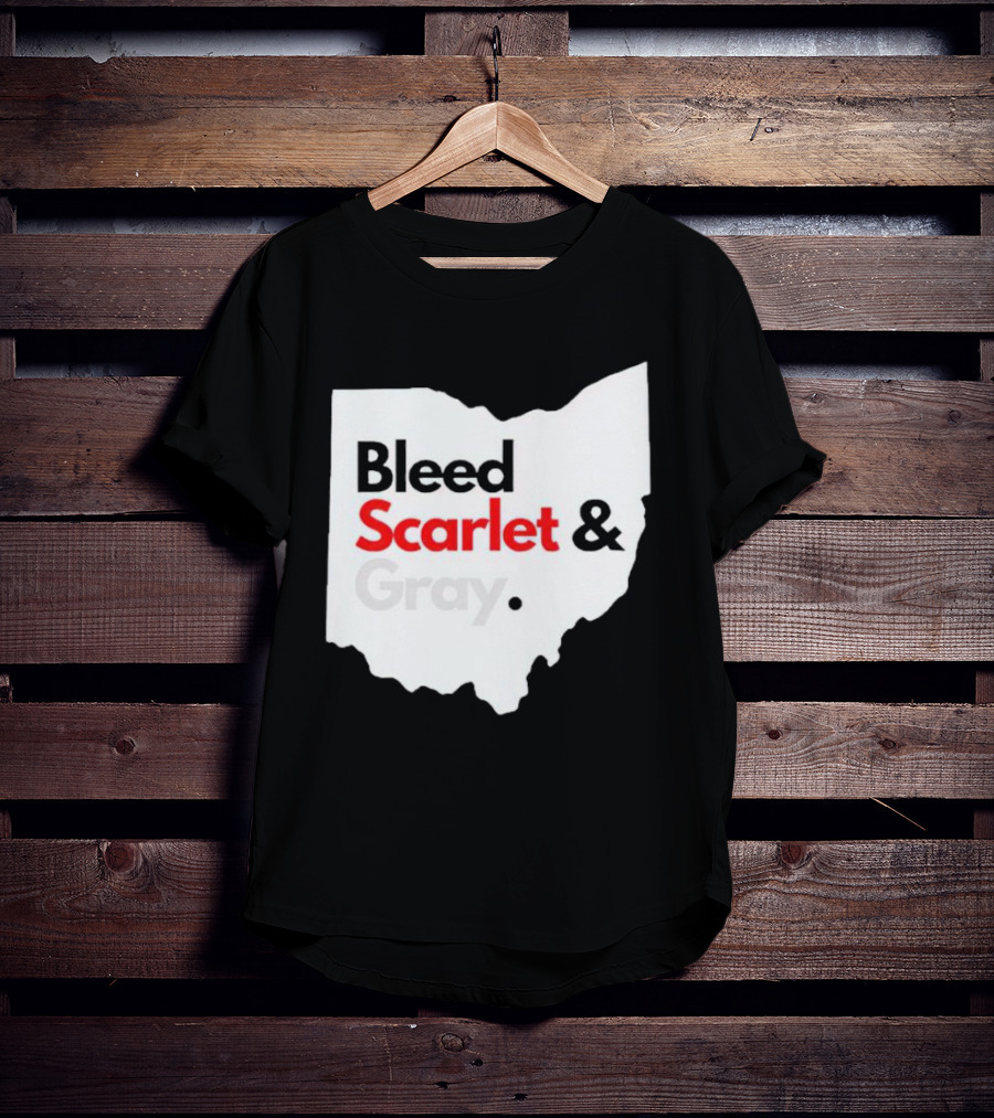 Ohio State Buckeyes Bleed Scarlet And Gray Map T-Shirt