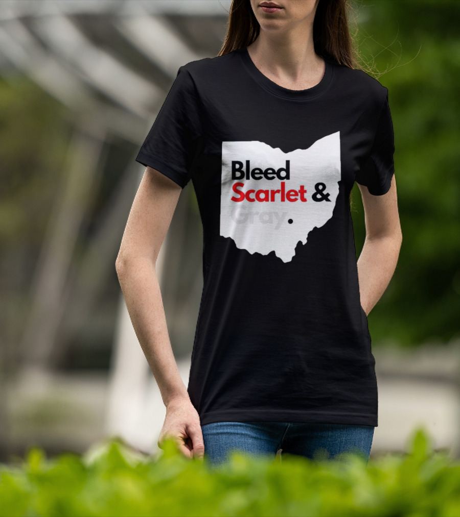 Ohio State Buckeyes Bleed Scarlet And Gray Map T-Shirt