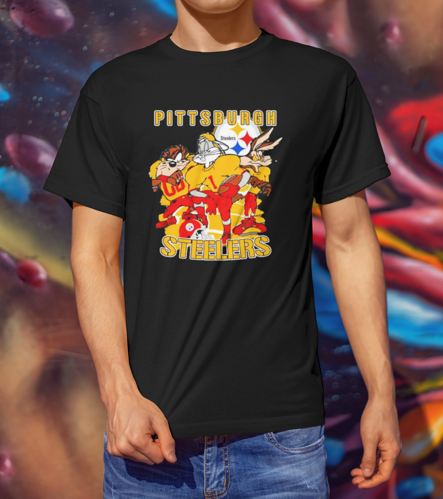 Pittsburgh Steelers Looney Tunes Bugs Taz Daffy Football Team T-Shirt