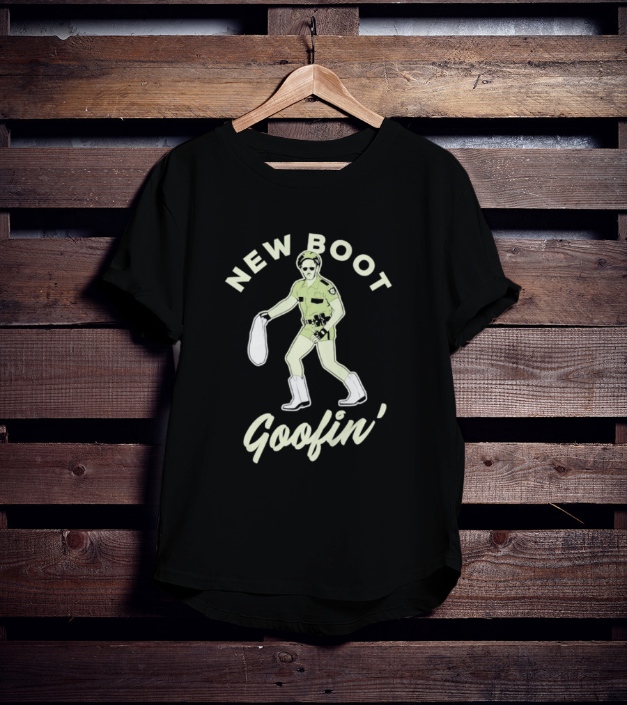 New Boot Goofin' Retro Inspired Law Enforcement Character In Sunglasses And White Boots T-Shirt