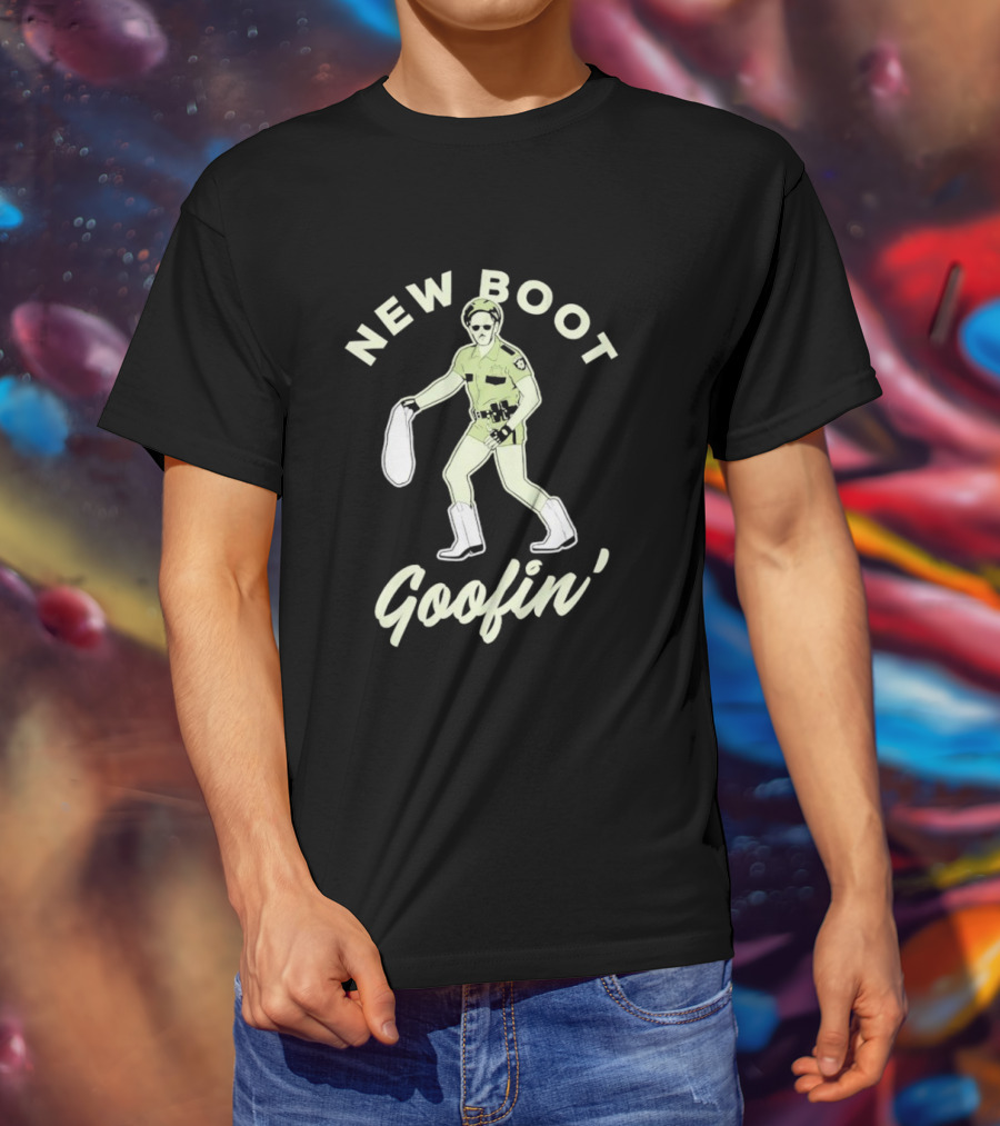 New Boot Goofin' Retro Inspired Law Enforcement Character In Sunglasses And White Boots T-Shirt
