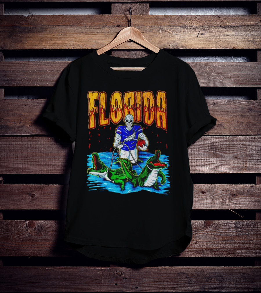 Florida Skeleton Football With Gators T-Shirt